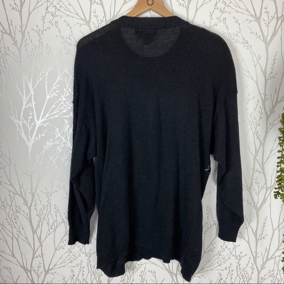 VINTAGE SPREE INT’L Black Sequin 80’s Ramie Cotton Sweater Large - Picture 3 of 11